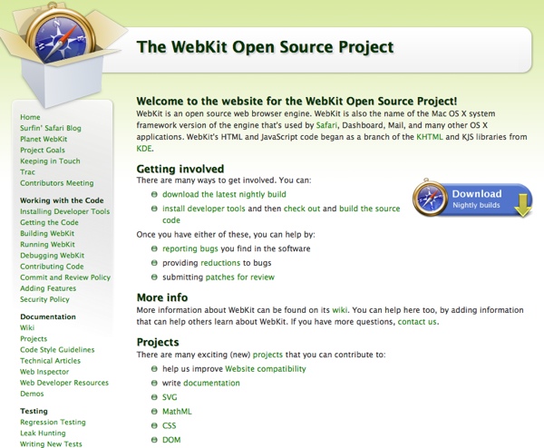 webkit home page