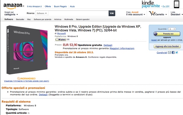 Windows 8 pro amazon it